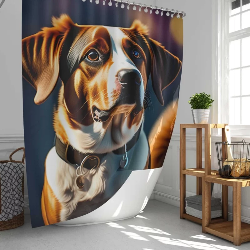 I Love Dogs Collar Painting Print Shower Curtain
