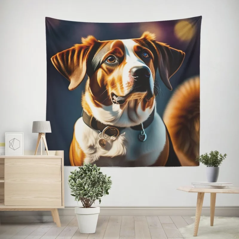 I Love Dogs Collar Painting Print Wall Tapestry
