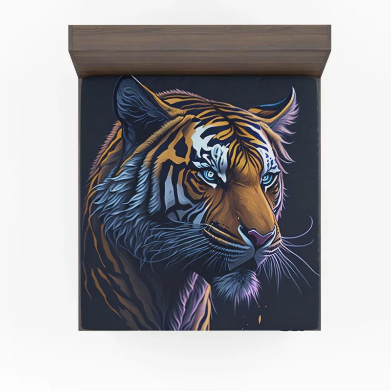 Intense Blue-Eyed Tiger Illustration Fitted Sheet