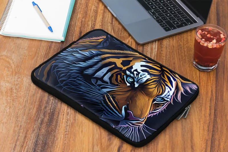 Intense Blue-Eyed Tiger Illustration Laptop Sleeve 2