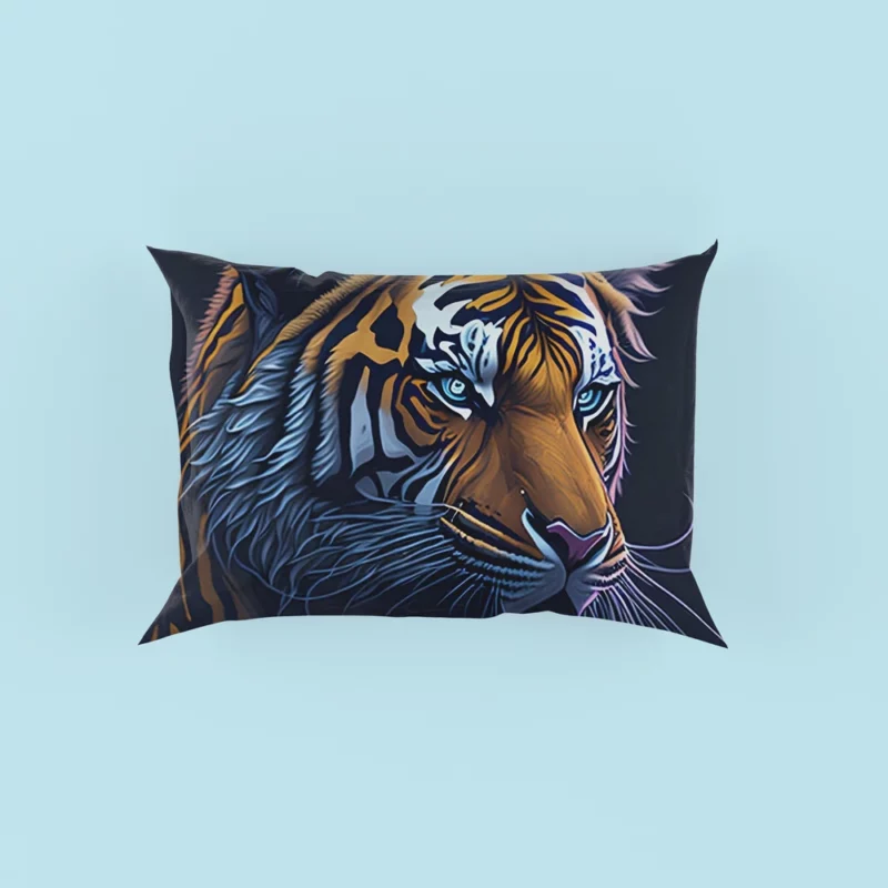 Intense Blue-Eyed Tiger Illustration Pillow Cases