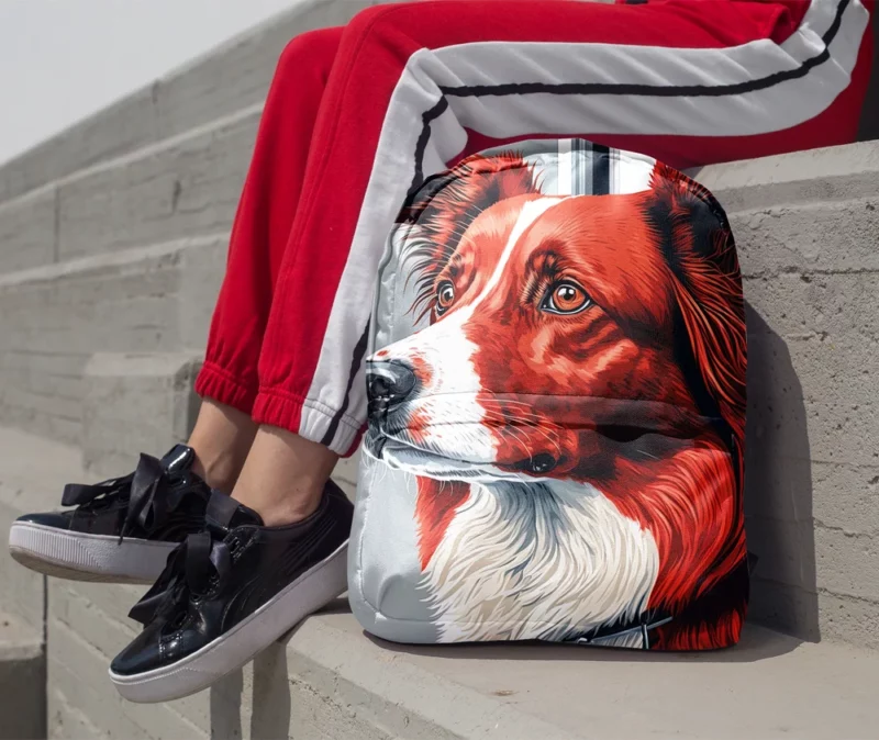 Intently Listening Border Collie Portrait Print Backpack 1