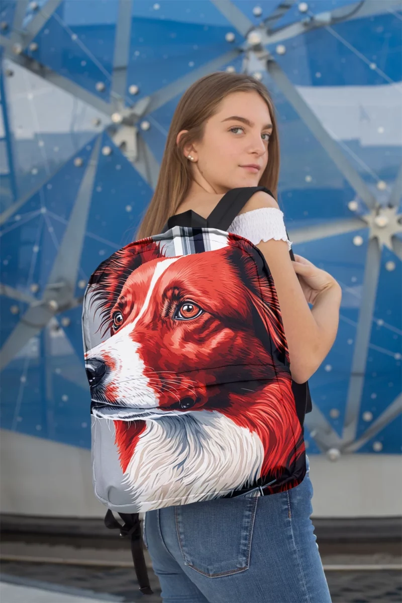 Intently Listening Border Collie Portrait Print Backpack 2