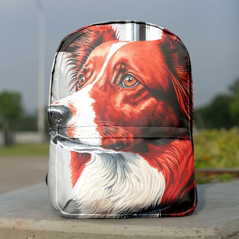 Intently Listening Border Collie Portrait Print Backpack