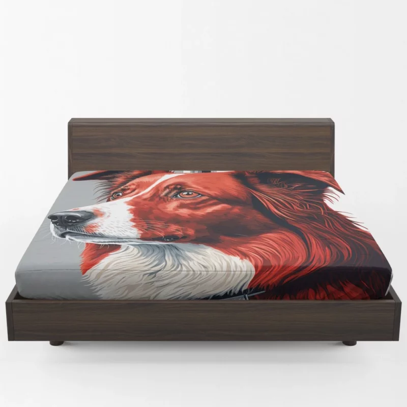 Intently Listening Border Collie Portrait Print Fitted Sheet 1