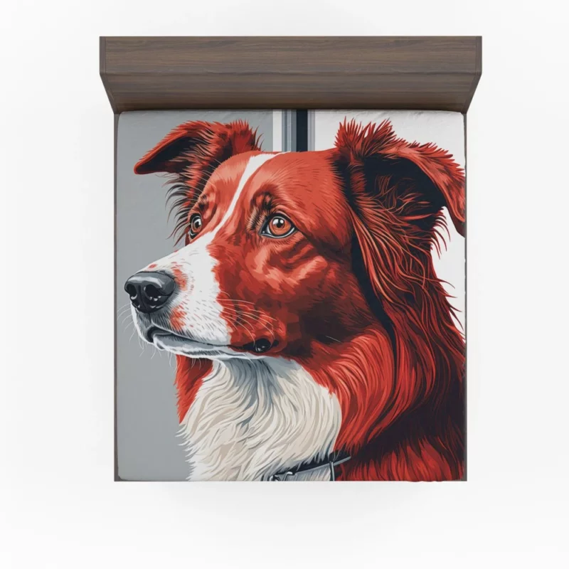 Intently Listening Border Collie Portrait Print Fitted Sheet