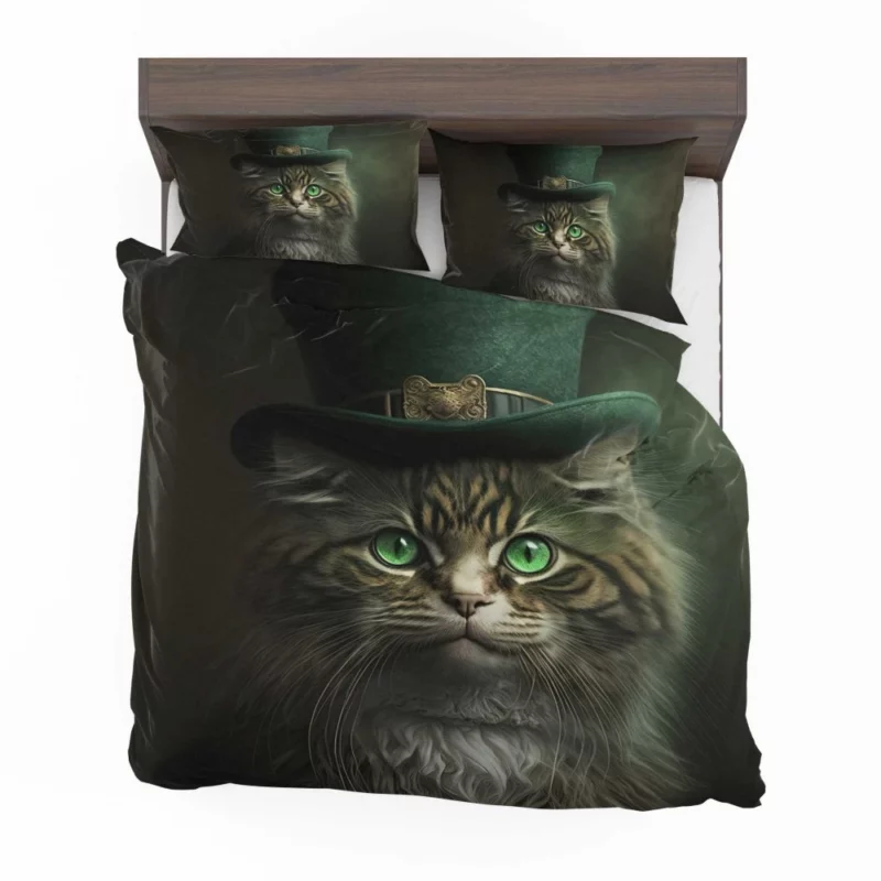 Irish Green Hat Cat for St Patrick's Day Bedding Set 2