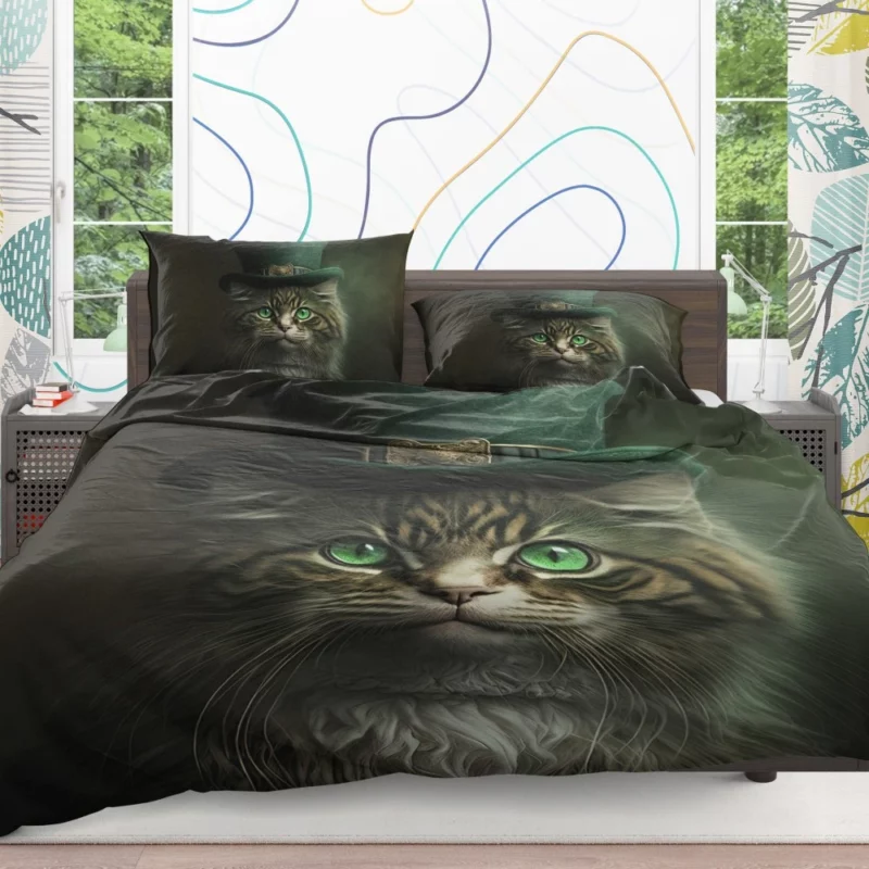 Irish Green Hat Cat for St Patrick's Day Bedding Set