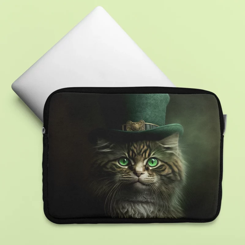 Irish Green Hat Cat for St Patrick's Day Laptop Sleeve