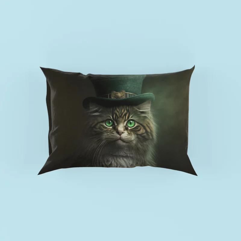 Irish Green Hat Cat for St Patrick's Day Pillow Cases