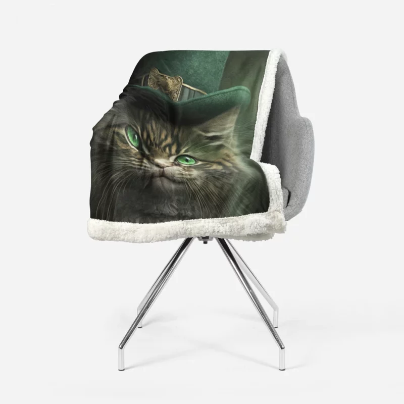 Irish Green Hat Cat for St Patrick's Day Sherpa Fleece Blanket 1