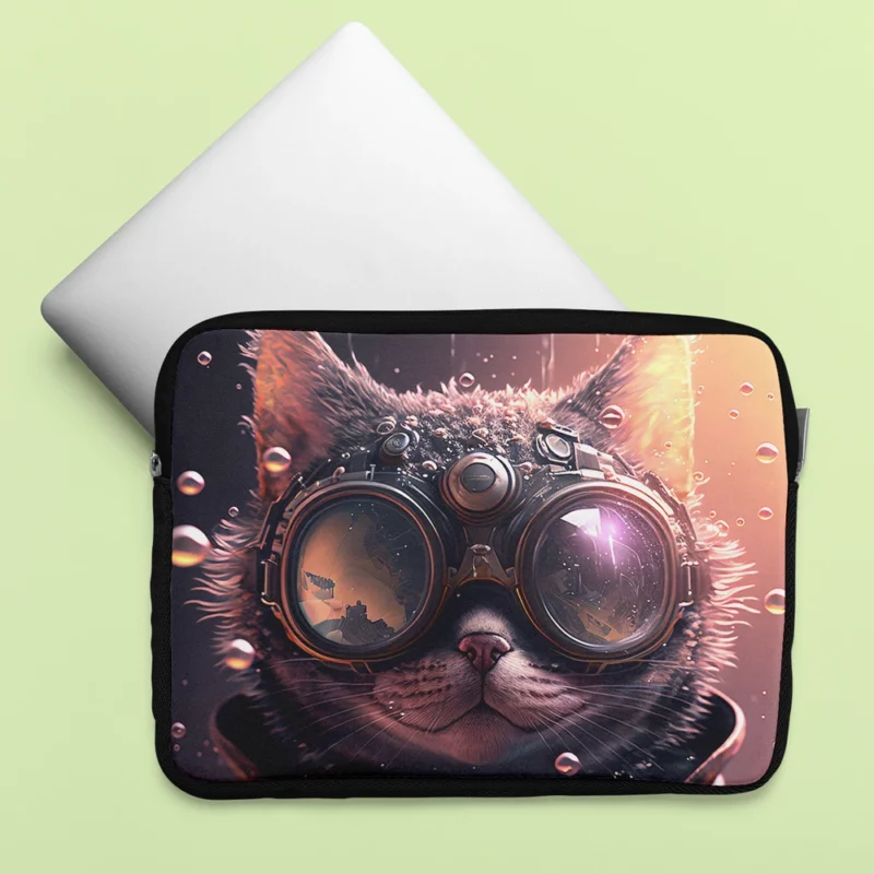 Jacket and Glasses Wearing Cat Laptop Sleeve