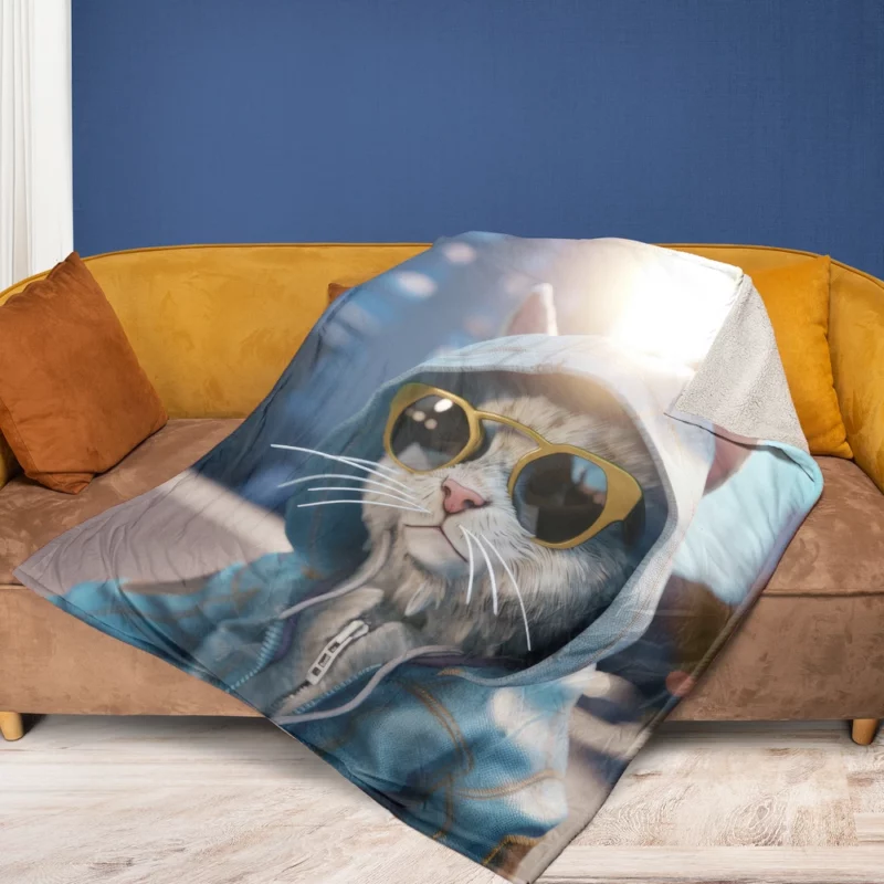 Kawaii Realistic Baby Cat Fleece Blanket 1