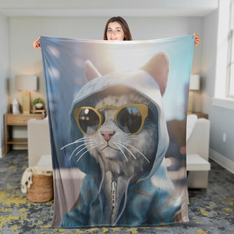 Kawaii Realistic Baby Cat Fleece Blanket 2