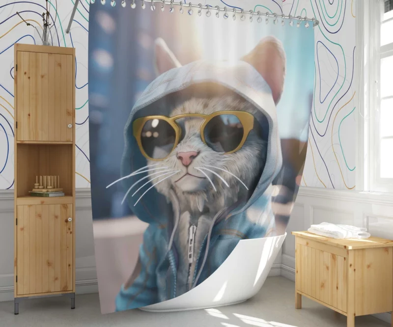 Kawaii Realistic Baby Cat Shower Curtain 1