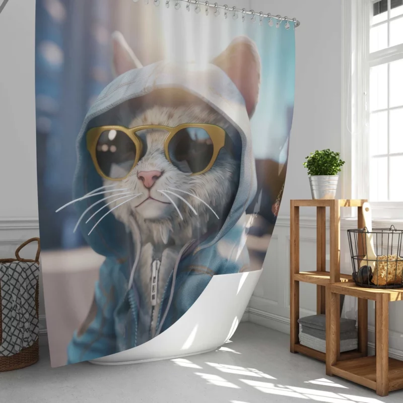 Kawaii Realistic Baby Cat Shower Curtain