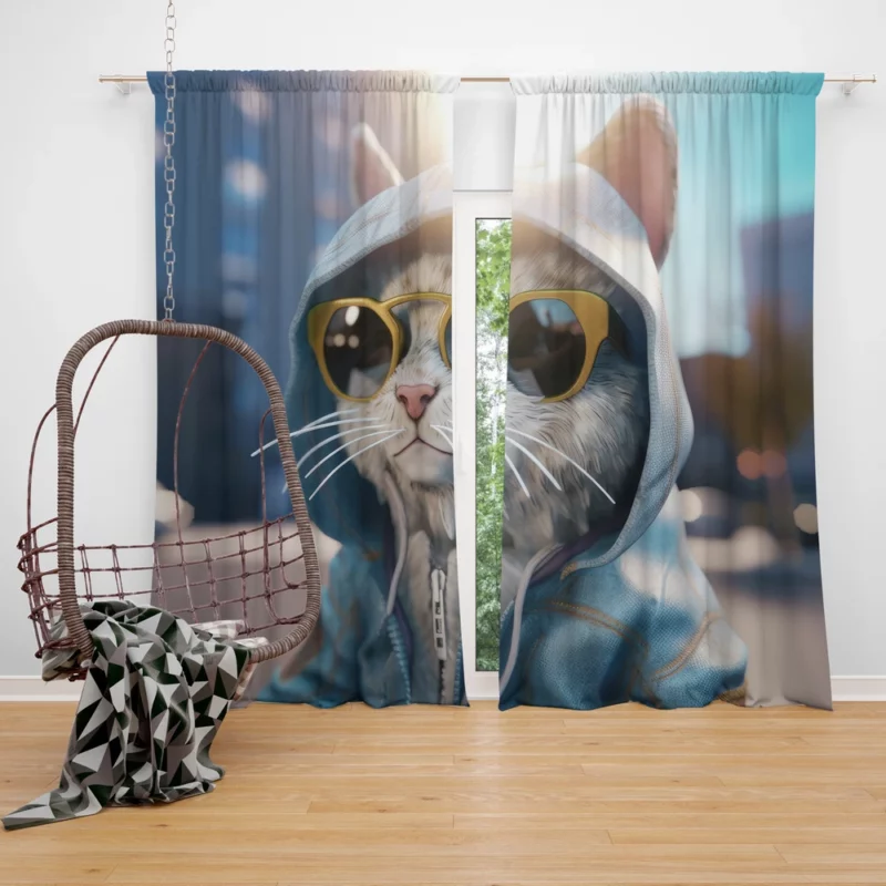 Kawaii Realistic Baby Cat Window Curtain