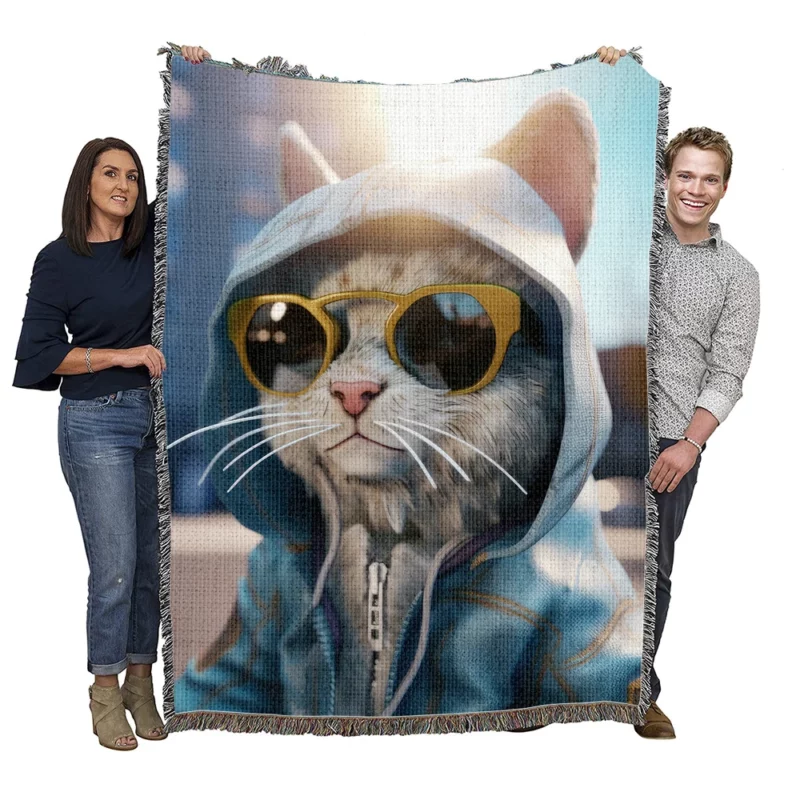 Kawaii Realistic Baby Cat Woven Blanket