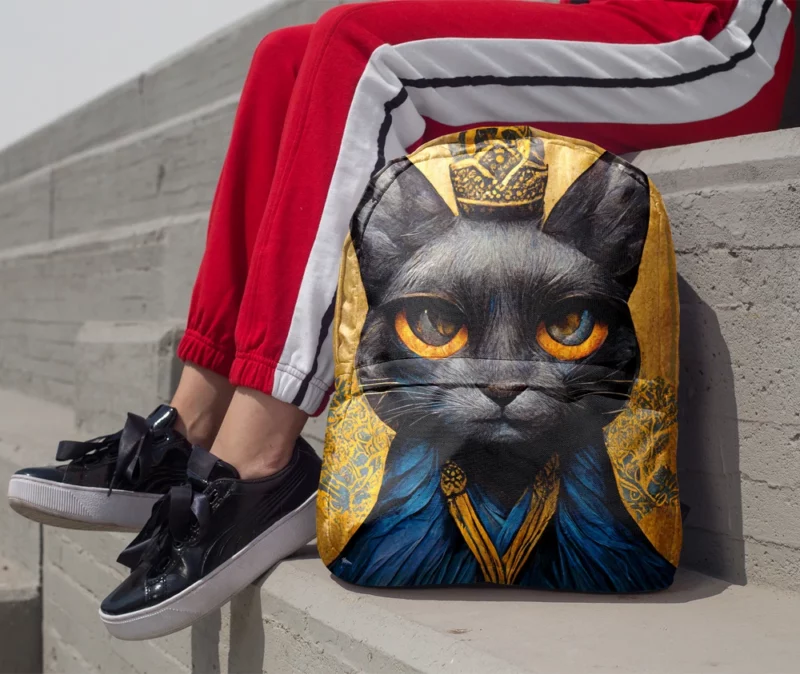 King Cat Medieval Portrait Backpack 1