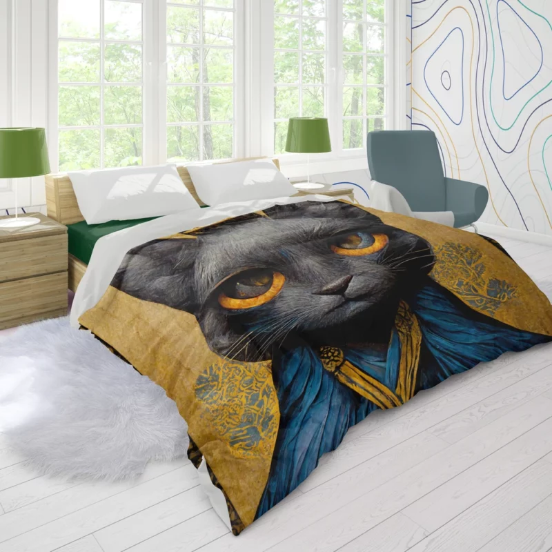 King Cat Medieval Portrait Duvet Cover