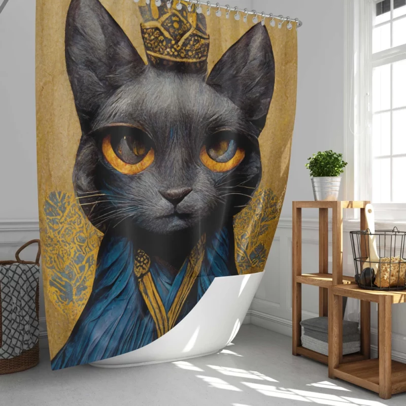 King Cat Medieval Portrait Shower Curtain