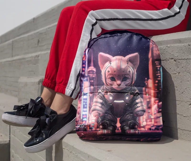 Kitten in Futuristic Robot Outfit Backpack 1