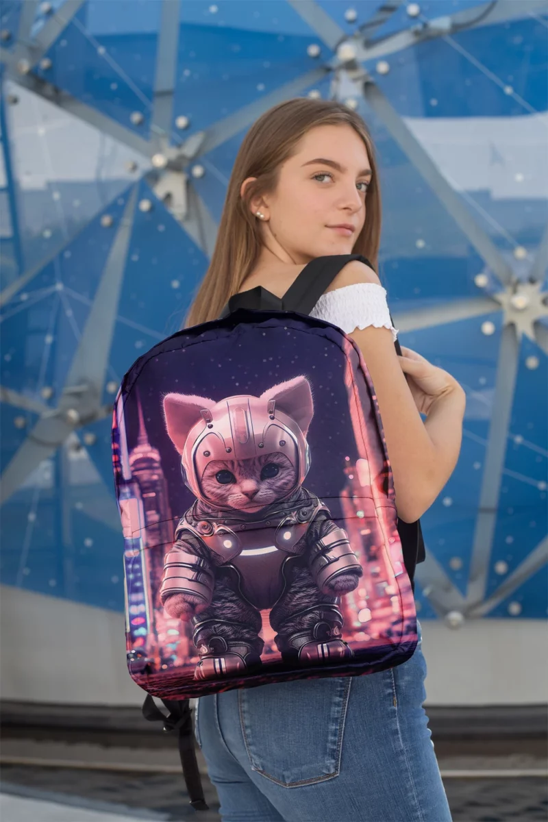 Kitten in Futuristic Robot Outfit Backpack 2