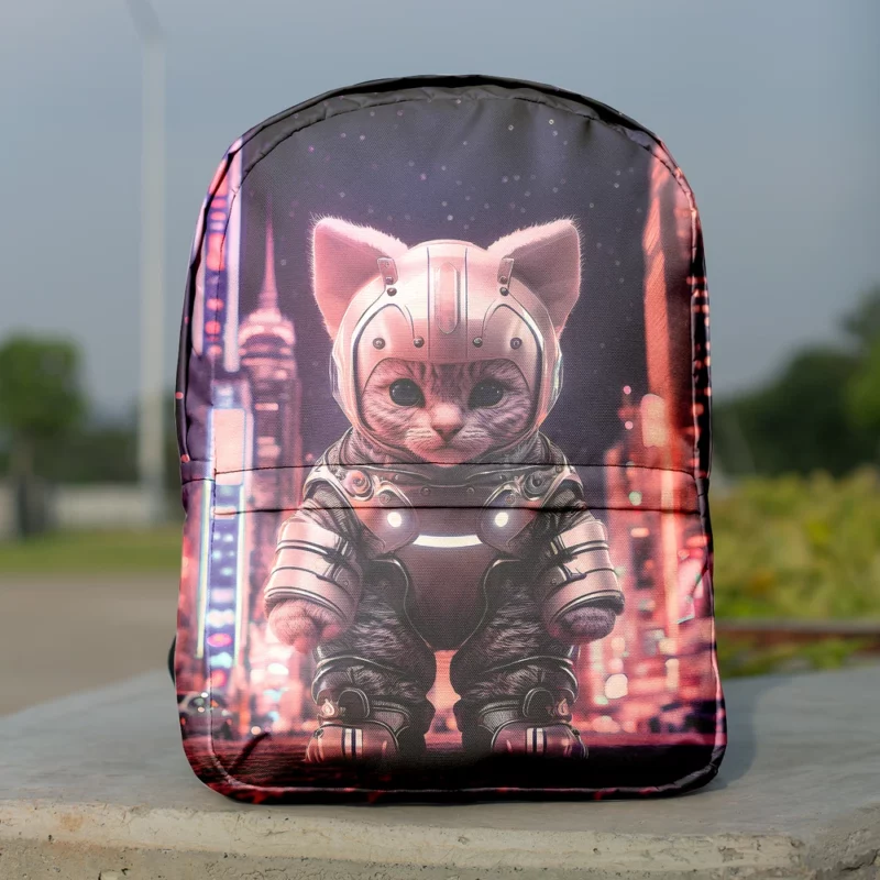 Kitten in Futuristic Robot Outfit Backpack