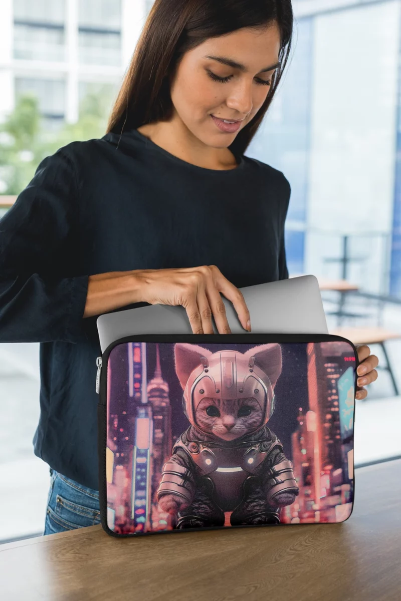 Kitten in Futuristic Robot Outfit Laptop Sleeve 1