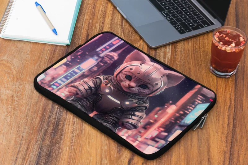 Kitten in Futuristic Robot Outfit Laptop Sleeve 2