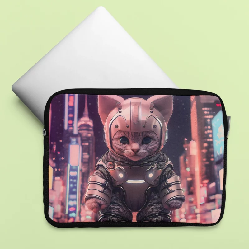 Kitten in Futuristic Robot Outfit Laptop Sleeve