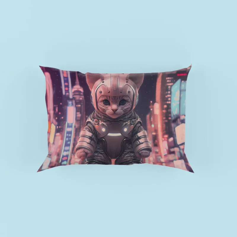 Kitten in Futuristic Robot Outfit Pillow Cases