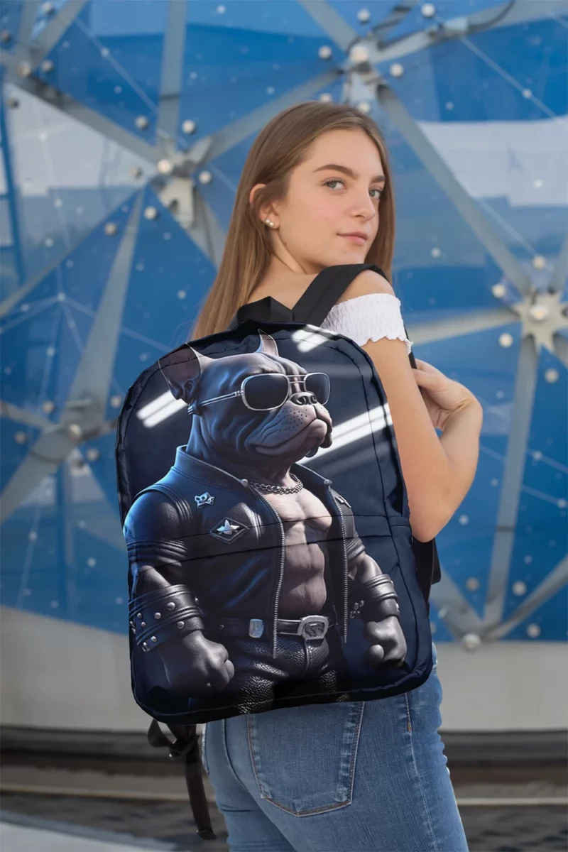 Leather Jacket Bulldog Sculpture Backpack 2