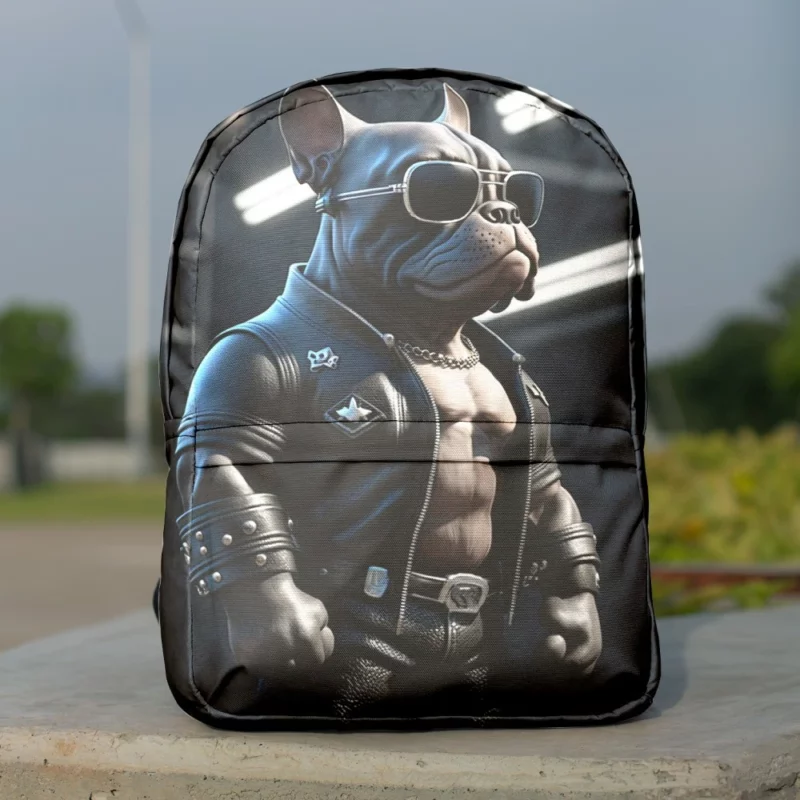 Leather Jacket Bulldog Sculpture Backpack