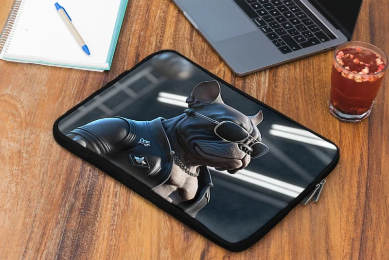 Leather Jacket Bulldog Sculpture Laptop Sleeve 2