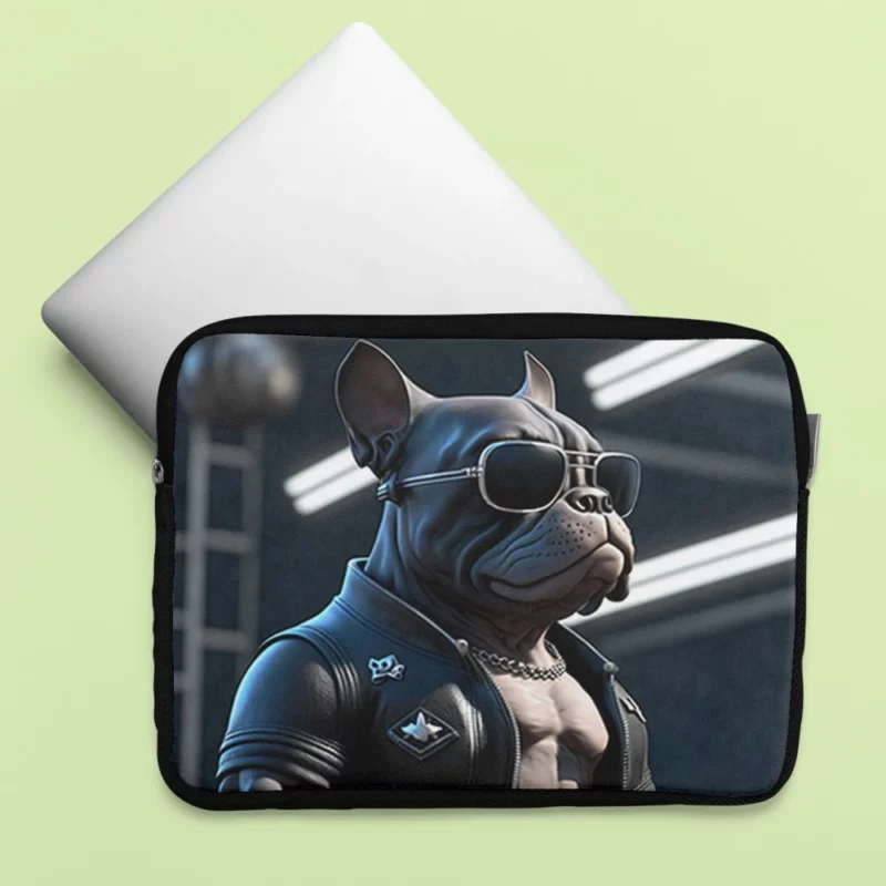 Leather Jacket Bulldog Sculpture Laptop Sleeve