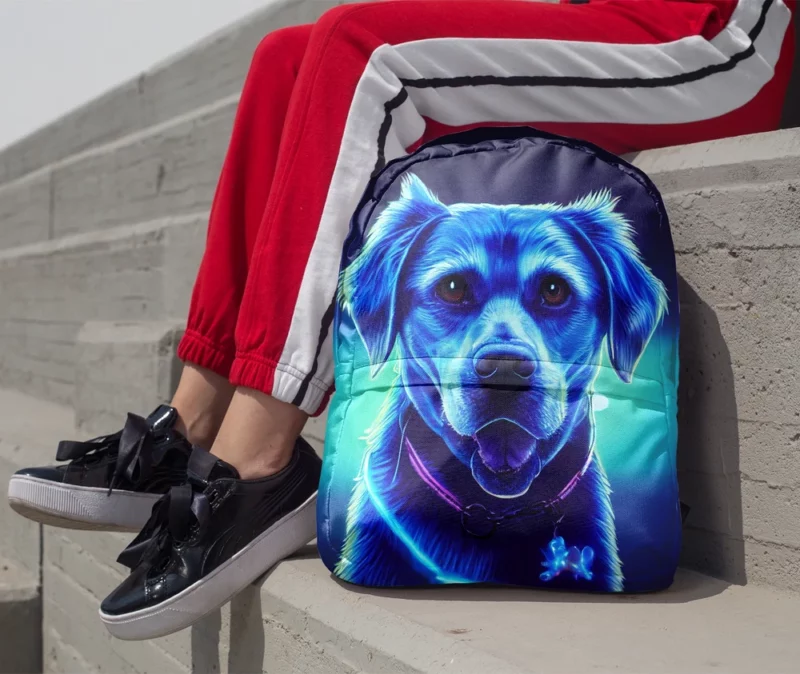 Little Blue Watercolor Dog Portrait Backpack 1