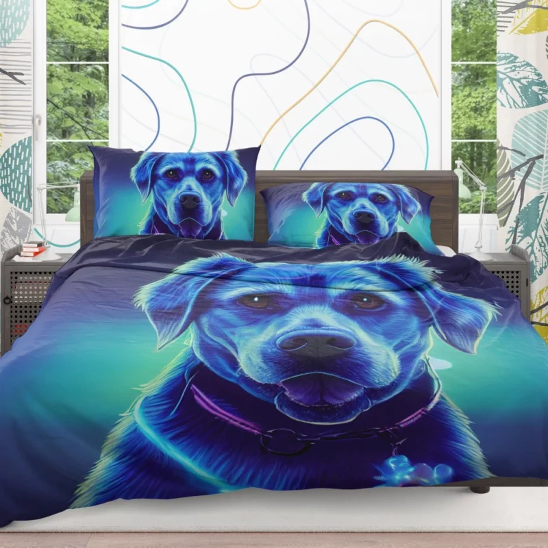 Little Blue Watercolor Dog Portrait Bedding Set