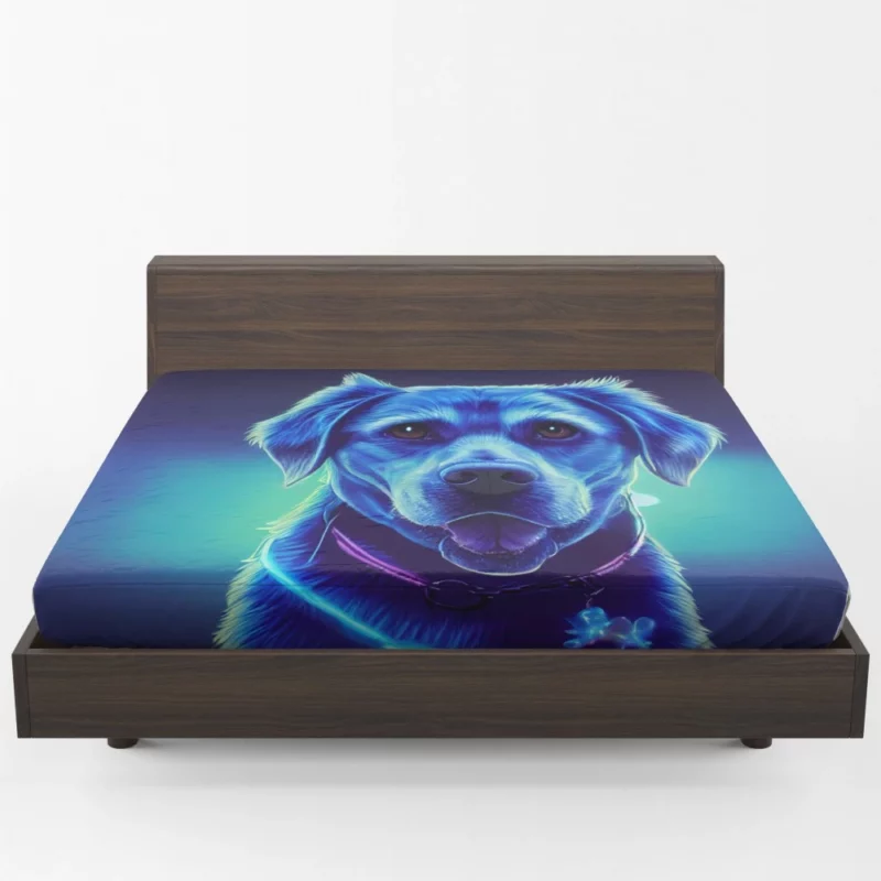 Little Blue Watercolor Dog Portrait Fitted Sheet 1