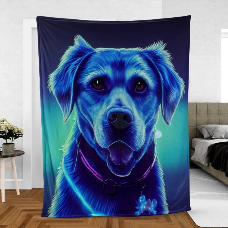 Little Blue Watercolor Dog Portrait Fleece Blanket