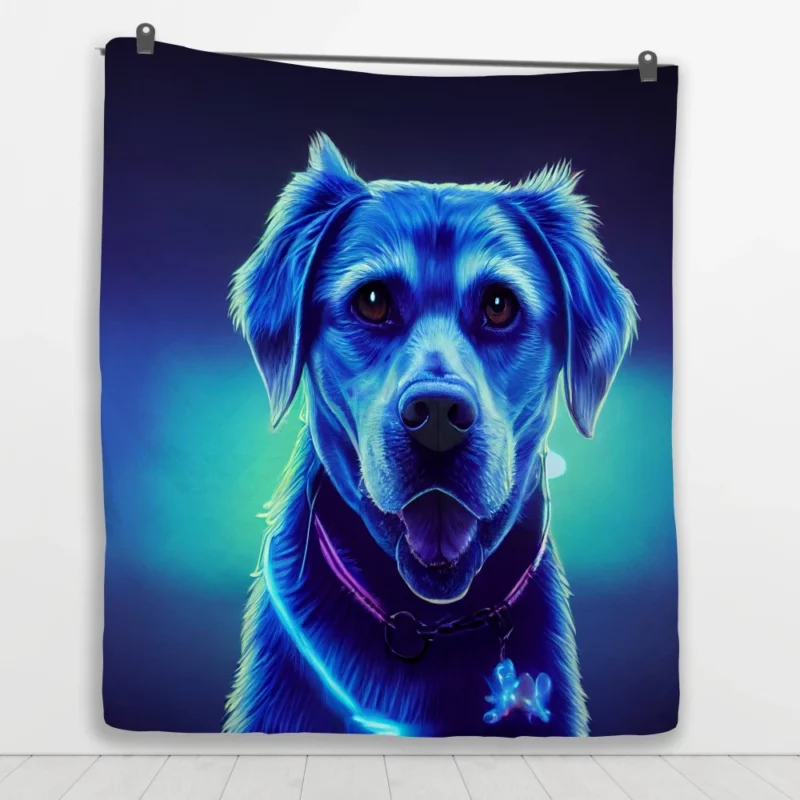 Little Blue Watercolor Dog Portrait Quilt Blanket 1