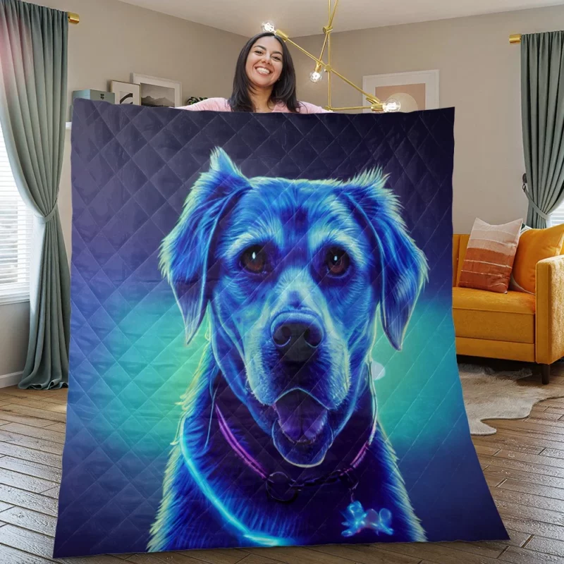 Little Blue Watercolor Dog Portrait Quilt Blanket