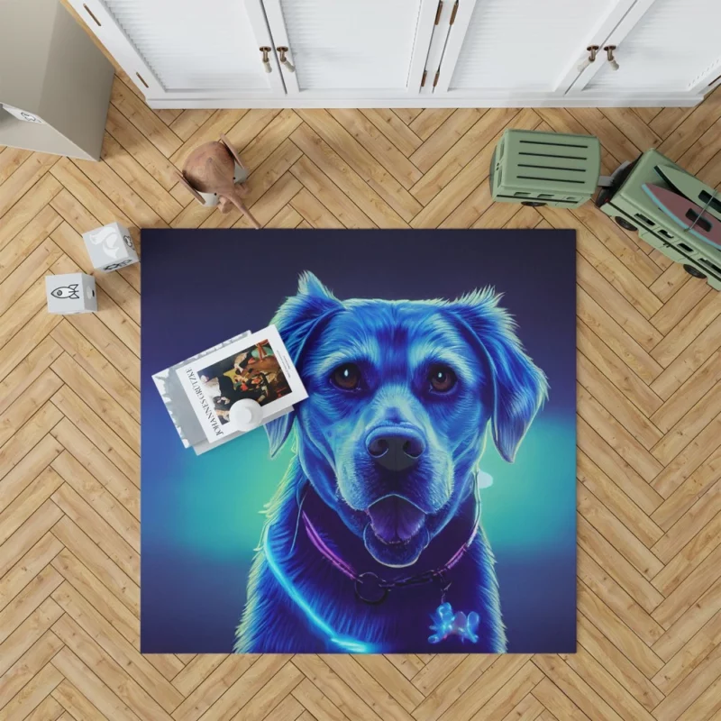 Little Blue Watercolor Dog Portrait Rug