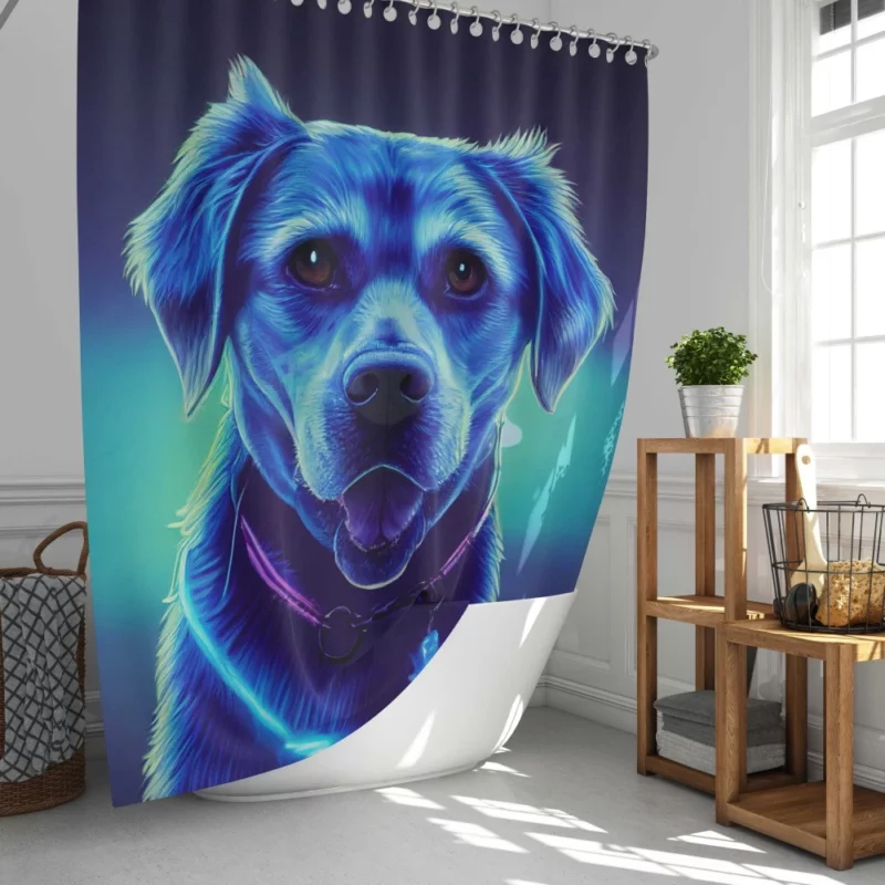 Little Blue Watercolor Dog Portrait Shower Curtain