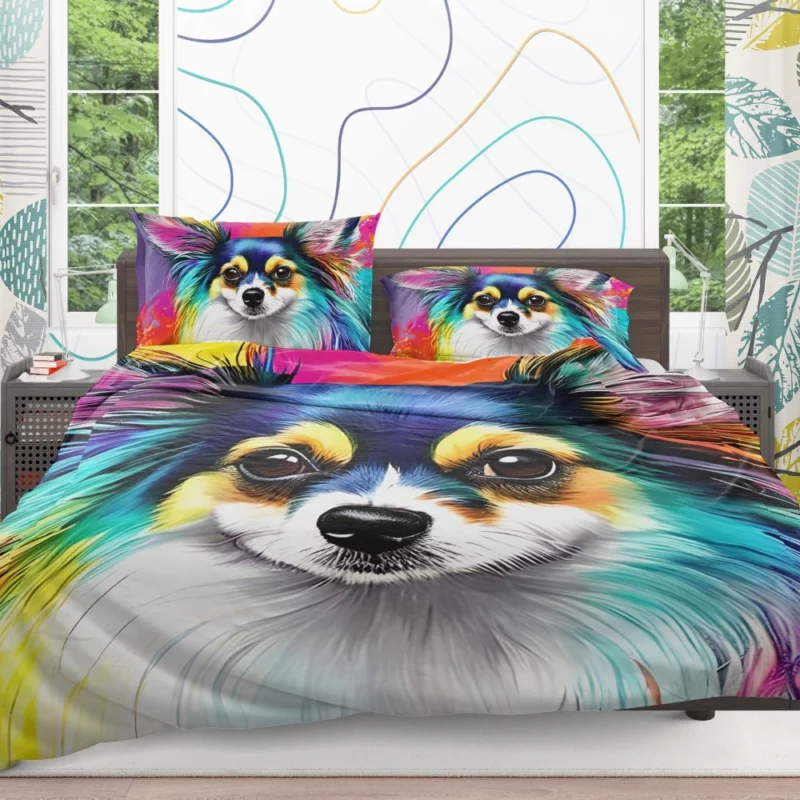 Long-Haired Chihuahua Portrait Bedding Set