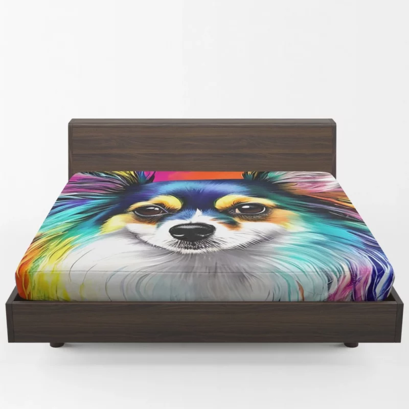 Long-Haired Chihuahua Portrait Fitted Sheet 1