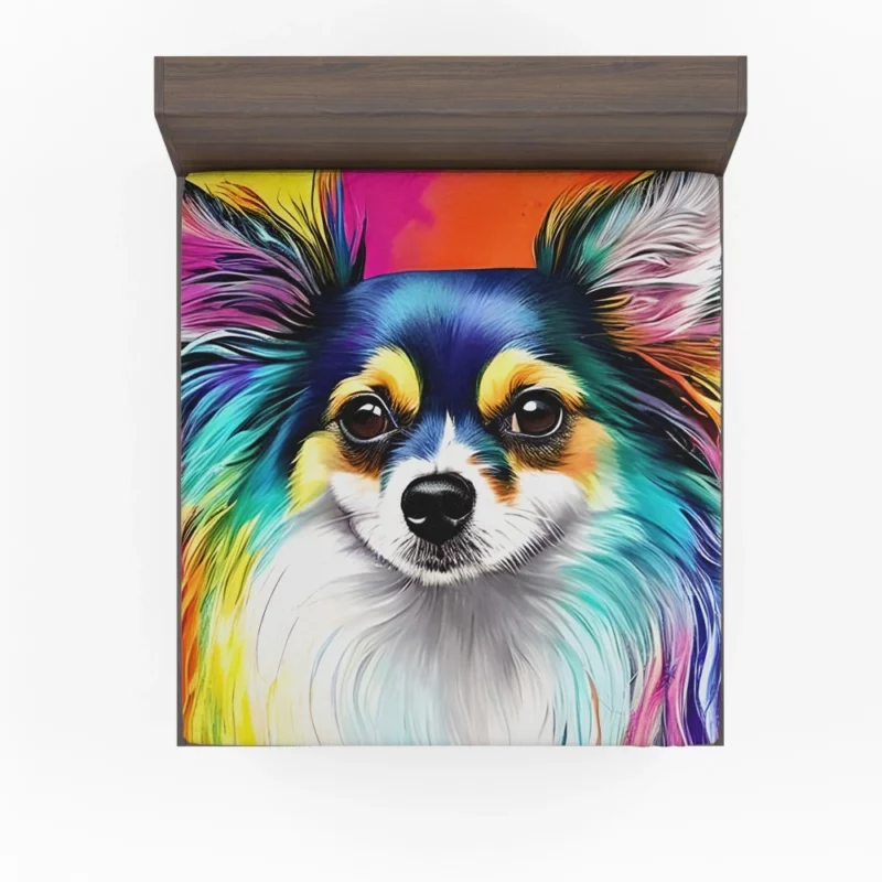 Long-Haired Chihuahua Portrait Fitted Sheet