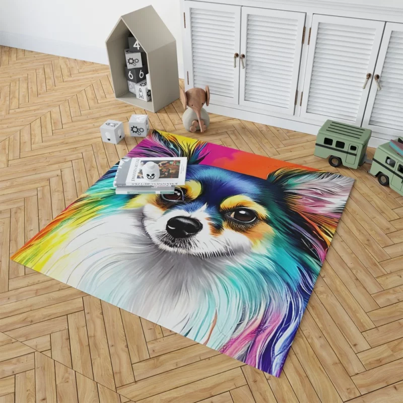 Long-Haired Chihuahua Portrait Rug 1