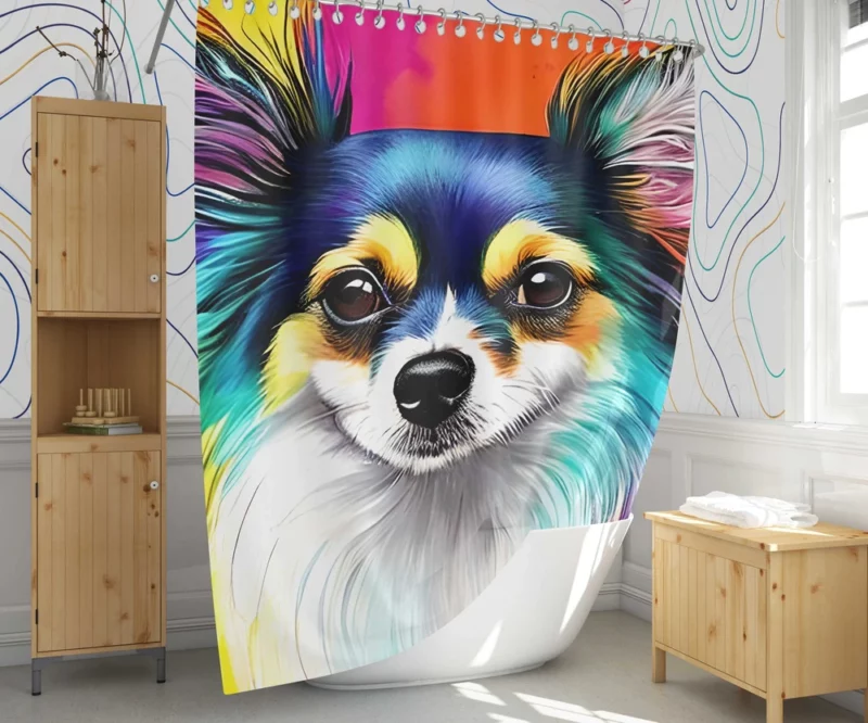Long-Haired Chihuahua Portrait Shower Curtain 1