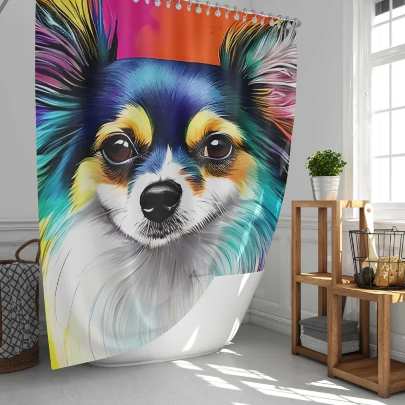 Long-Haired Chihuahua Portrait Shower Curtain
